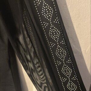 🖤 Black Rhinestone Mesh Bodysuit – 2XL – Sheer Cutout Statement Top